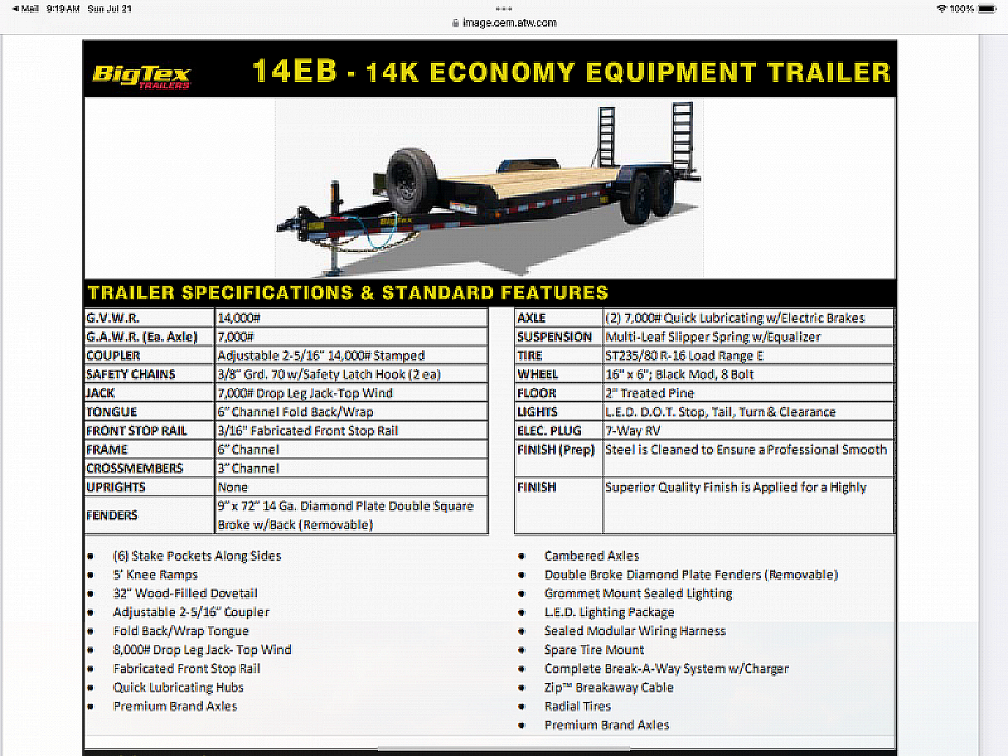 New 2025 Big Tex  14EB 7X18 Equipment Trailer 14K G.V.W.R.
