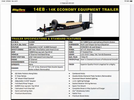 New 2025 Big Tex  14EB 7X18 Equipment Trailer 14K G.V.W.R.
