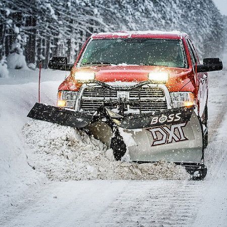 New NEW BOSS Snowplow 8'2" Stainless Steel DXT V-Plow - Dual Trip Edge