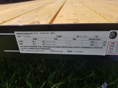 New 2027 MEB 77x14 Utility w/Gate and Brake 7K