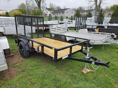 New 6 x 10 Sure-Trac Tube Top Utility, 3k GVWR w/Set Back Jack & Spring Assist Fold-Flat Landscape Gate