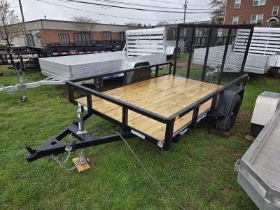 New 6 x 10 Sure-Trac Tube Top Utility, 3k GVWR w/Set Back Jack & Spring Assist Fold-Flat Landscape Gate