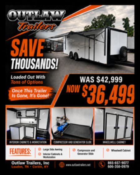 New Outlaw Race Trailer 8.5x26 14K White/Black-Out Race PKG #2