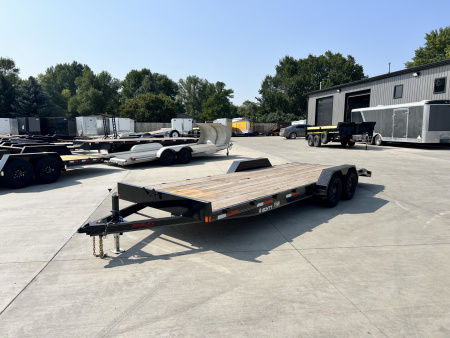New NEW 2027 Double A 22’x83” flatbed Trailer 2-3500 lb axles=7K, dovetail, Slide In Ramps