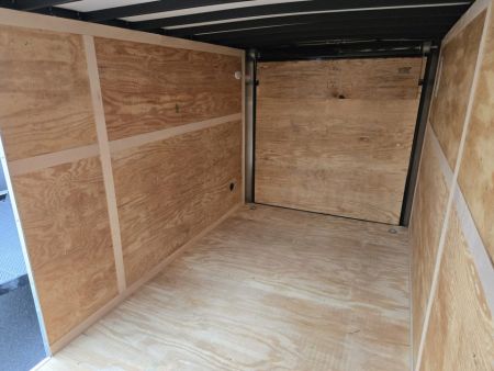 New 7 x 14 Homesteader Intrepid V-Nose Cargo 7k GVWR **White w/ BlackOut Pkg, 6" Extra Height & Ramp Door Package, Rear Spoiler w/ Lights
