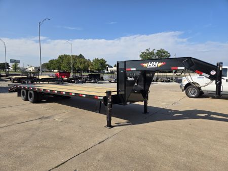 New 2026 H&H Trailers 102x25+5 HD Low Profile Dovetail Super Deluxe Ramps Gooseneck 22.5K Equipment Trailer
