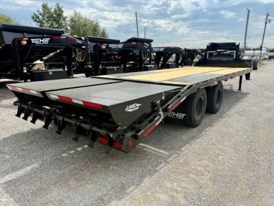 New 2026 Top Hat Trailers GN240-25x102 Flatbed Trailer w/ Jumbo Ramps & 14 Ply Upg. (20'+5')