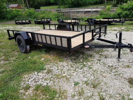 New 2026 MEB 83 x12 Angle Iron ATV/Utility Trailer w/5' Side Load Ramps Utility Trailer
