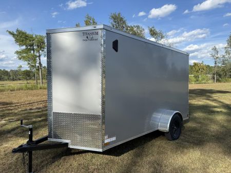 New 6x12 Single Axle Silver Enclosed Cargo Trailer | Titanium Cargo