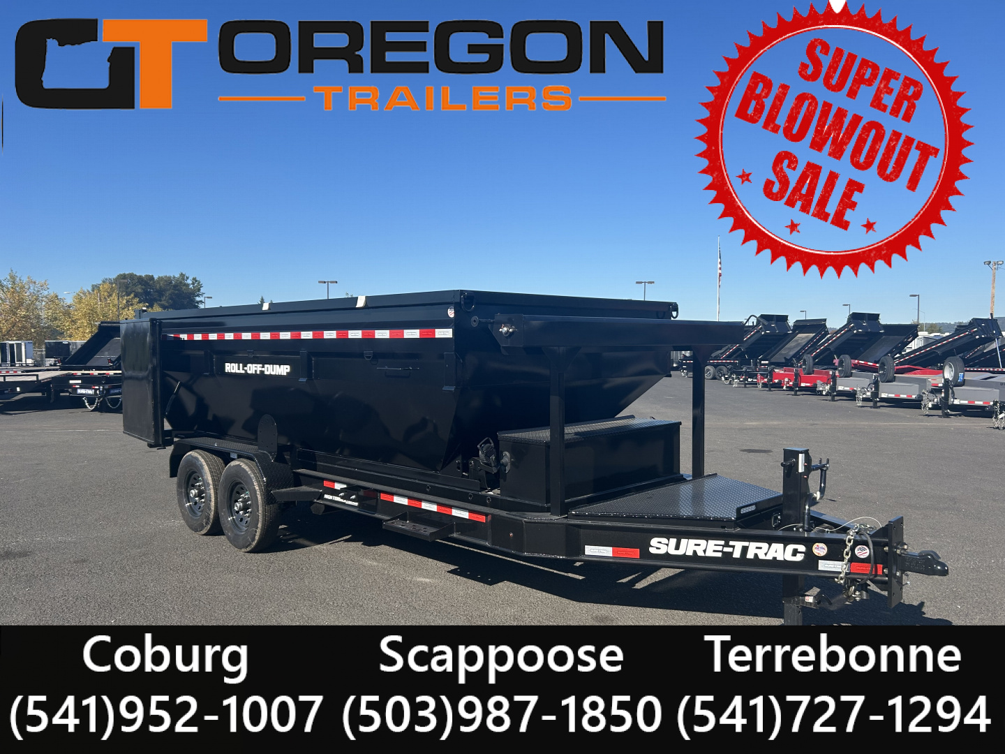 New 2025 Sure-Trac 7X16 -ROLLOFF DUMP CARRIER- BUMPER PULL- 15.4K GVWR