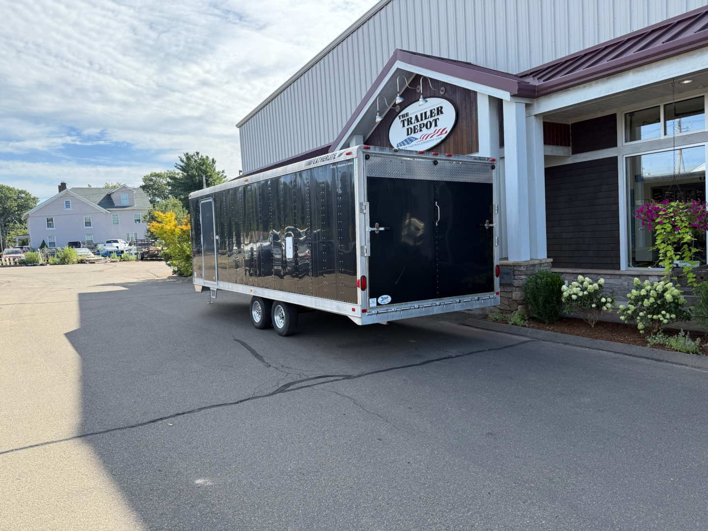 Used Featherlite 8'6" x 22' + 6' V-Nose Snowmobile Trailer 7K