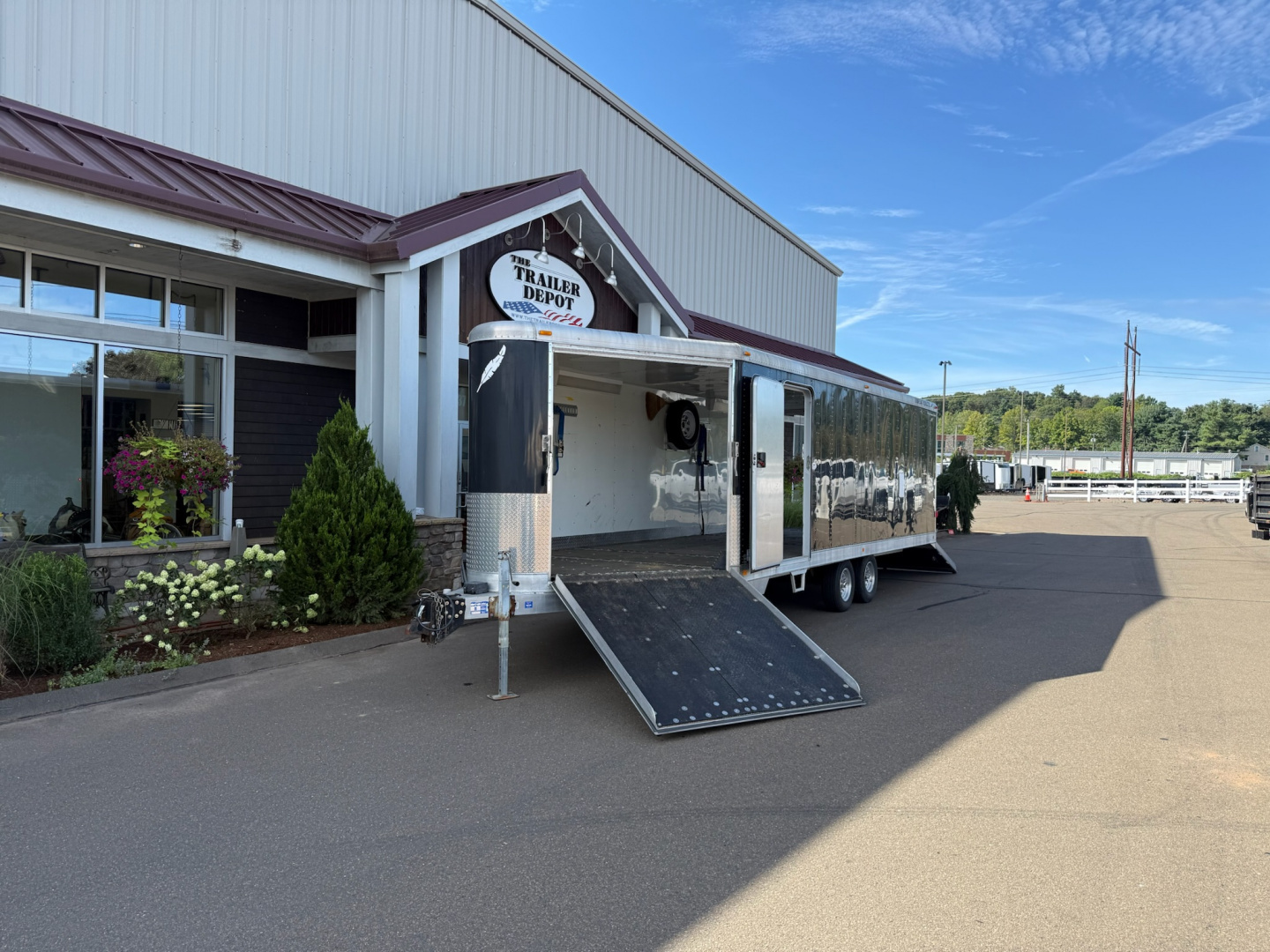 Used Featherlite 8'6" x 22' + 6' V-Nose Snowmobile Trailer 7K