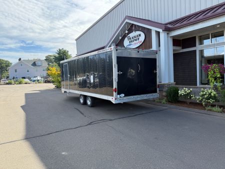 Used Featherlite 8'6" x 22' + 6' V-Nose Snowmobile Trailer 7K