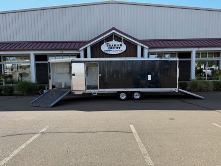 Used Featherlite 8'6" x 22' + 6' V-Nose Snowmobile Trailer 7K