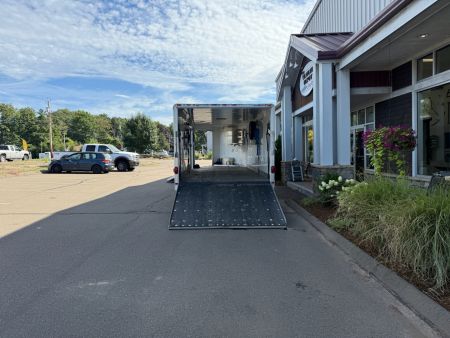 Used Featherlite 8'6" x 22' + 6' V-Nose Snowmobile Trailer 7K