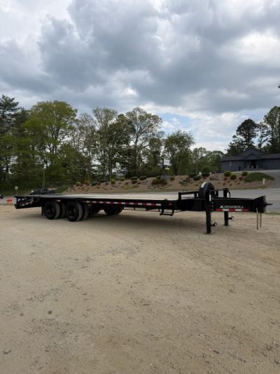 New 2026 Iron Bull FLP Series 102 x25' / 2-10,000# Electric Brake Axles / 16  Dual Wheels / 5' Rampage Ramps / Deckover Trailer / Dual 12k set back jacks