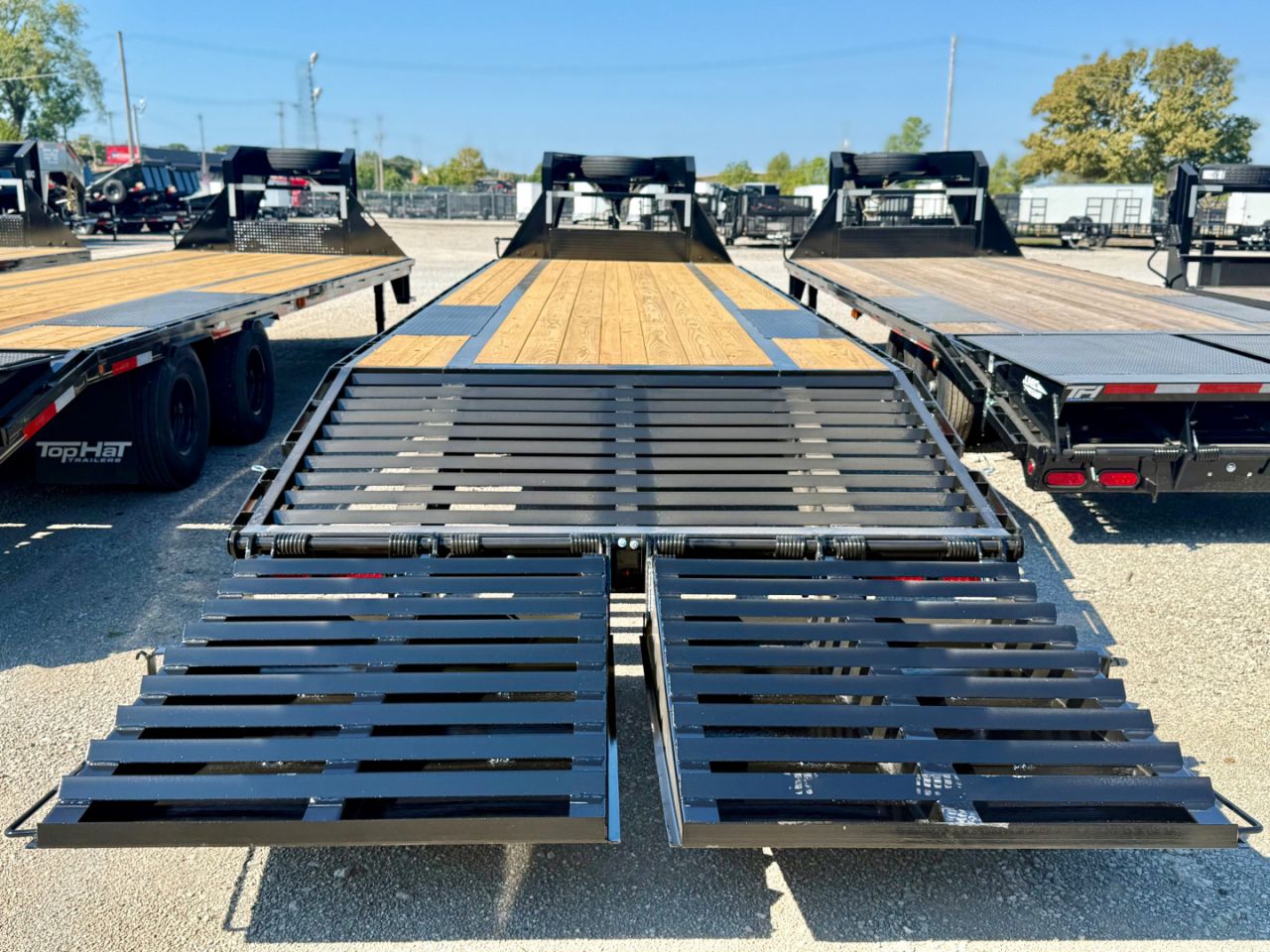 New 2026 Top Hat Trailers GN159-30x102 Flatbed Trailer w/ Jumbo Ramps & 14 Ply Tire Upg. (25'+5')