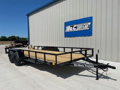 New 2026 DAVIDSON 83X18 TANDEM 3500lb AXLES, ANGLE TOP UTILITY W 1 BRAKE, SLIDE OUT RAMPS , WRAPPED TONGUE