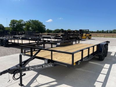 New 2026 DAVIDSON 83X18 TANDEM 3500lb AXLES, ANGLE TOP UTILITY W 1 BRAKE, SLIDE OUT RAMPS , WRAPPED TONGUE
