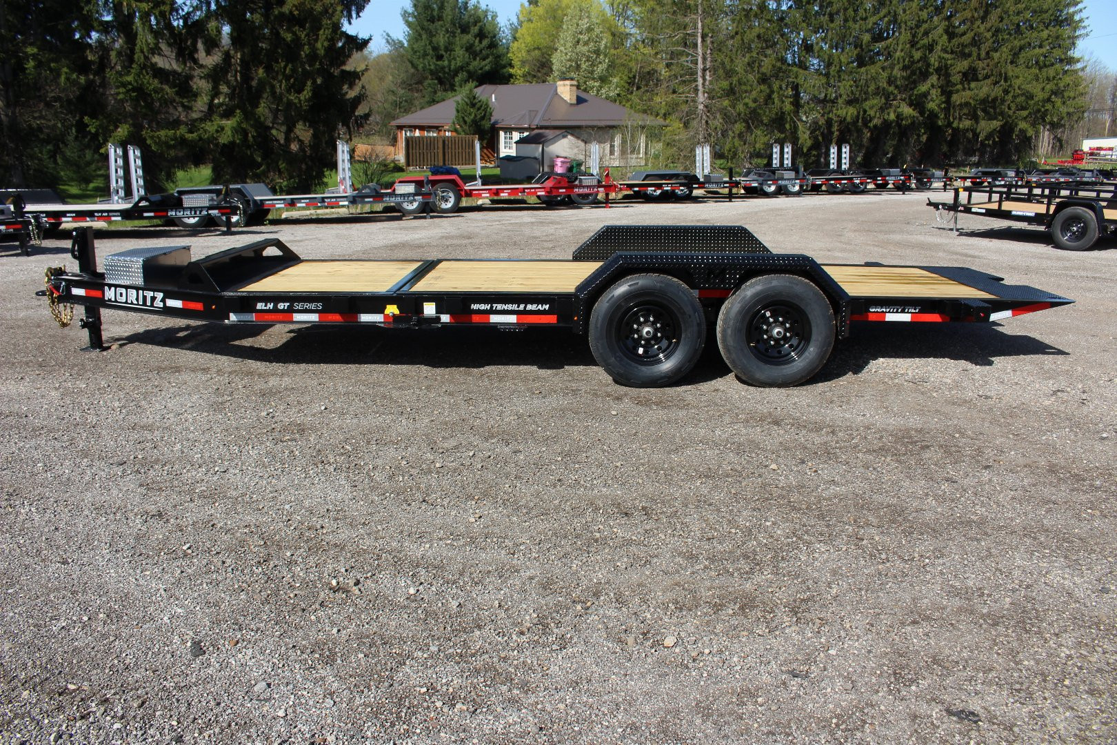 New 2026 Moritz 7' x 16' + 4' Low Pro - Gravity Tilt - Tilt Trailer - 14000# GVW