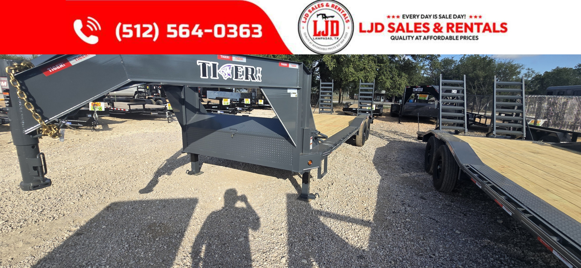 New 2026 Tiger - Gooseneck Drive Over Fender Trailer 102" X 24