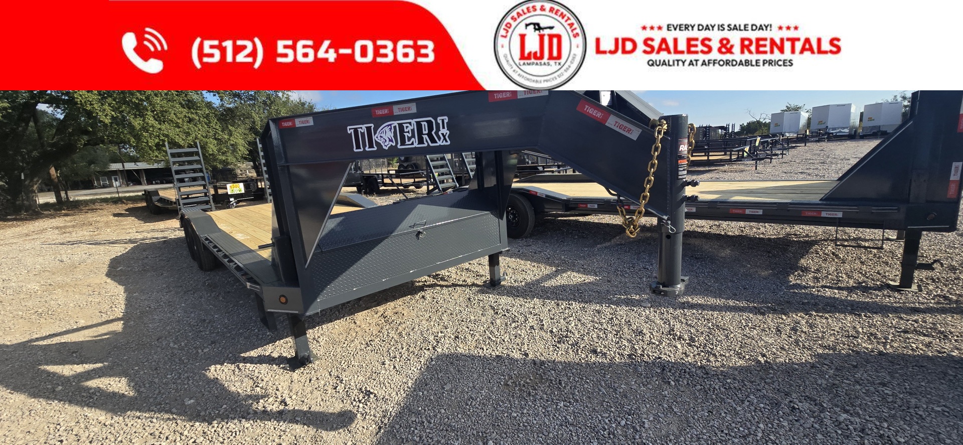 New 2026 Tiger - Gooseneck Drive Over Fender Trailer 102" X 24
