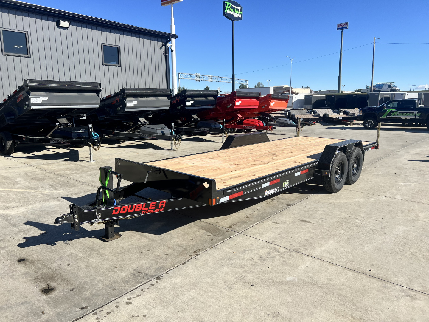 New NEW 2027 Double A 20’ flatbed Equipment Trailer 2-7000 lb axles=14K, Slide In Ramps