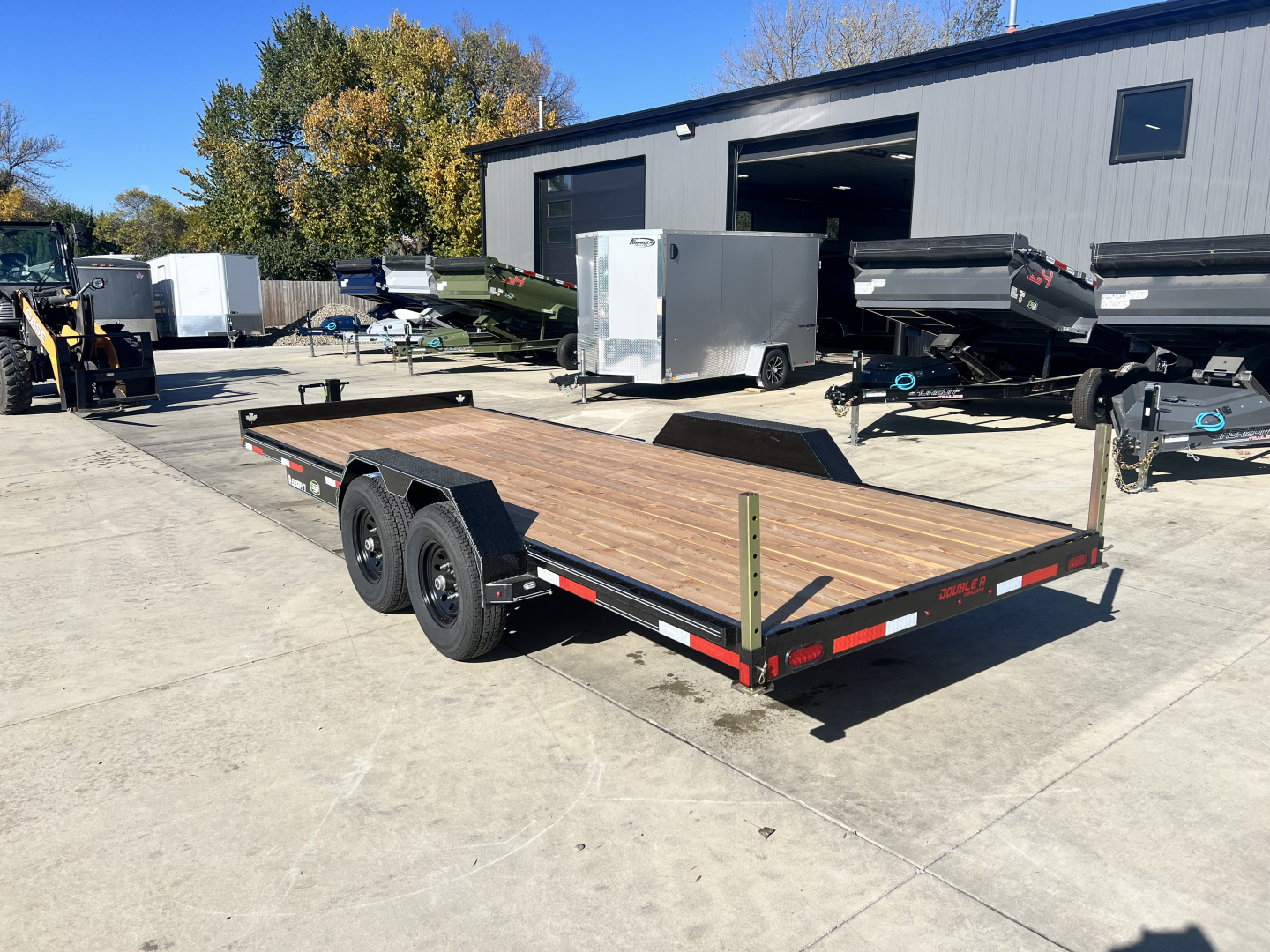 New NEW 2027 Double A 20’ flatbed Equipment Trailer 2-7000 lb axles=14K, Slide In Ramps