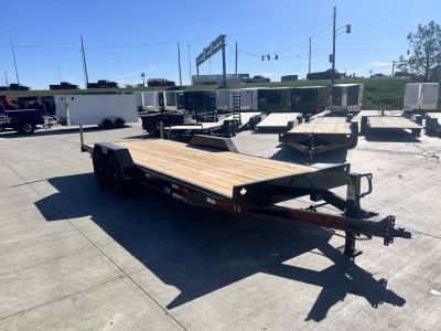 New NEW 2027 Double A 20’ flatbed Equipment Trailer 2-7000 lb axles=14K, Slide In Ramps