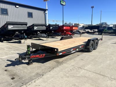 New NEW 2027 Double A 20’ flatbed Equipment Trailer 2-7000 lb axles=14K, Slide In Ramps