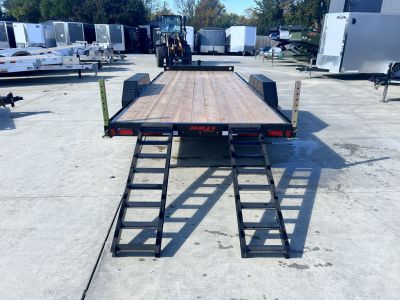 New NEW 2027 Double A 20’ flatbed Equipment Trailer 2-7000 lb axles=14K, Slide In Ramps