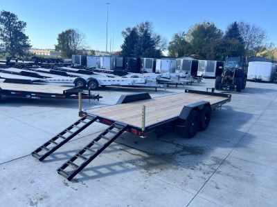 New NEW 2027 Double A 20’ flatbed Equipment Trailer 2-7000 lb axles=14K, Slide In Ramps