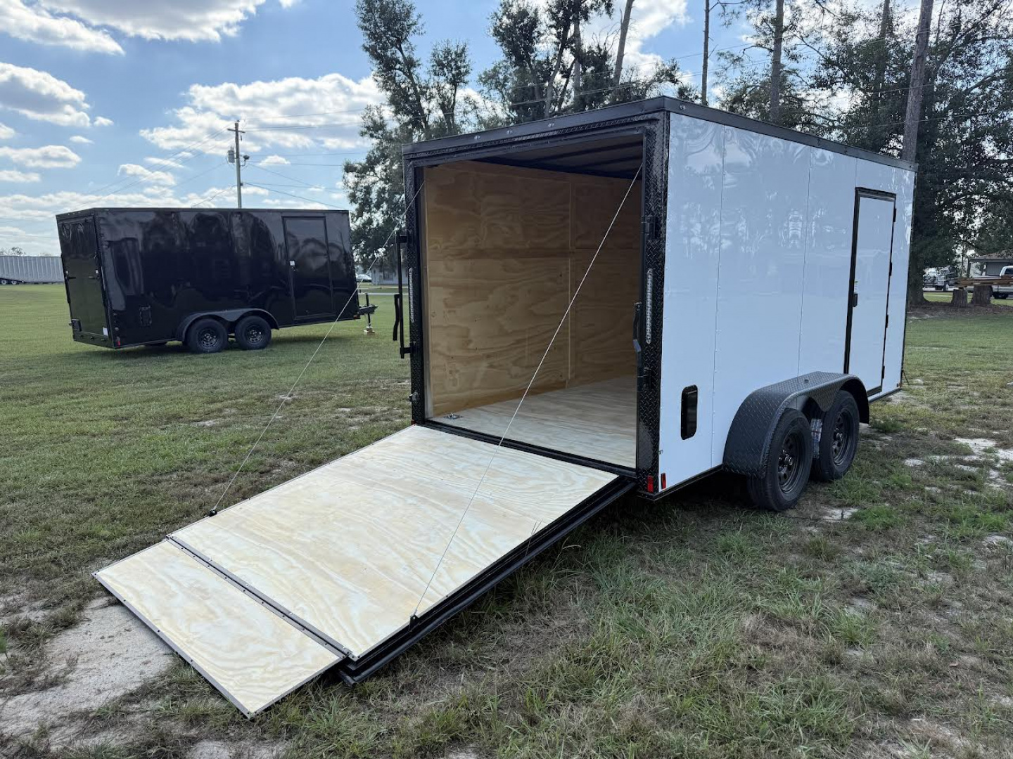 New 7x14 White Blackout Enclosed Trailer Titanium Cargo Trailer