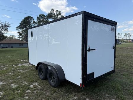 New 7x14 White Blackout Enclosed Trailer Titanium Cargo Trailer
