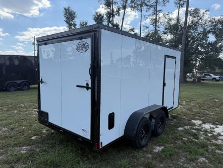 New 7x14 White Blackout Enclosed Trailer Titanium Cargo Trailer