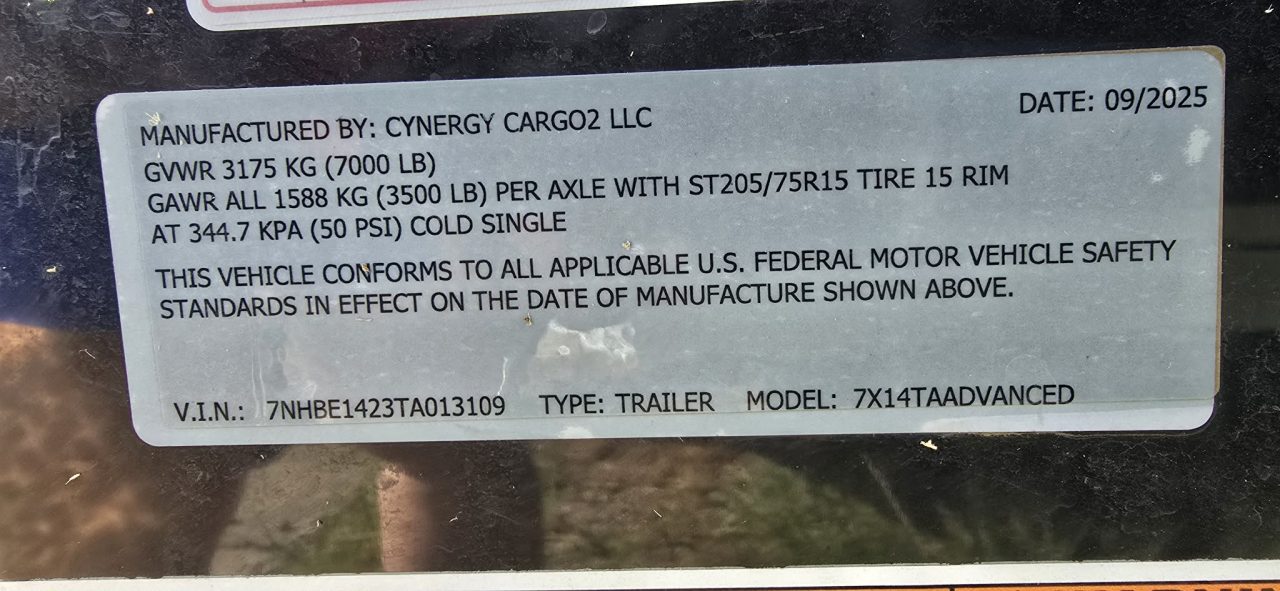 Used 2026 Cynergy 2 7x14TA Cargo / Enclosed Trailer