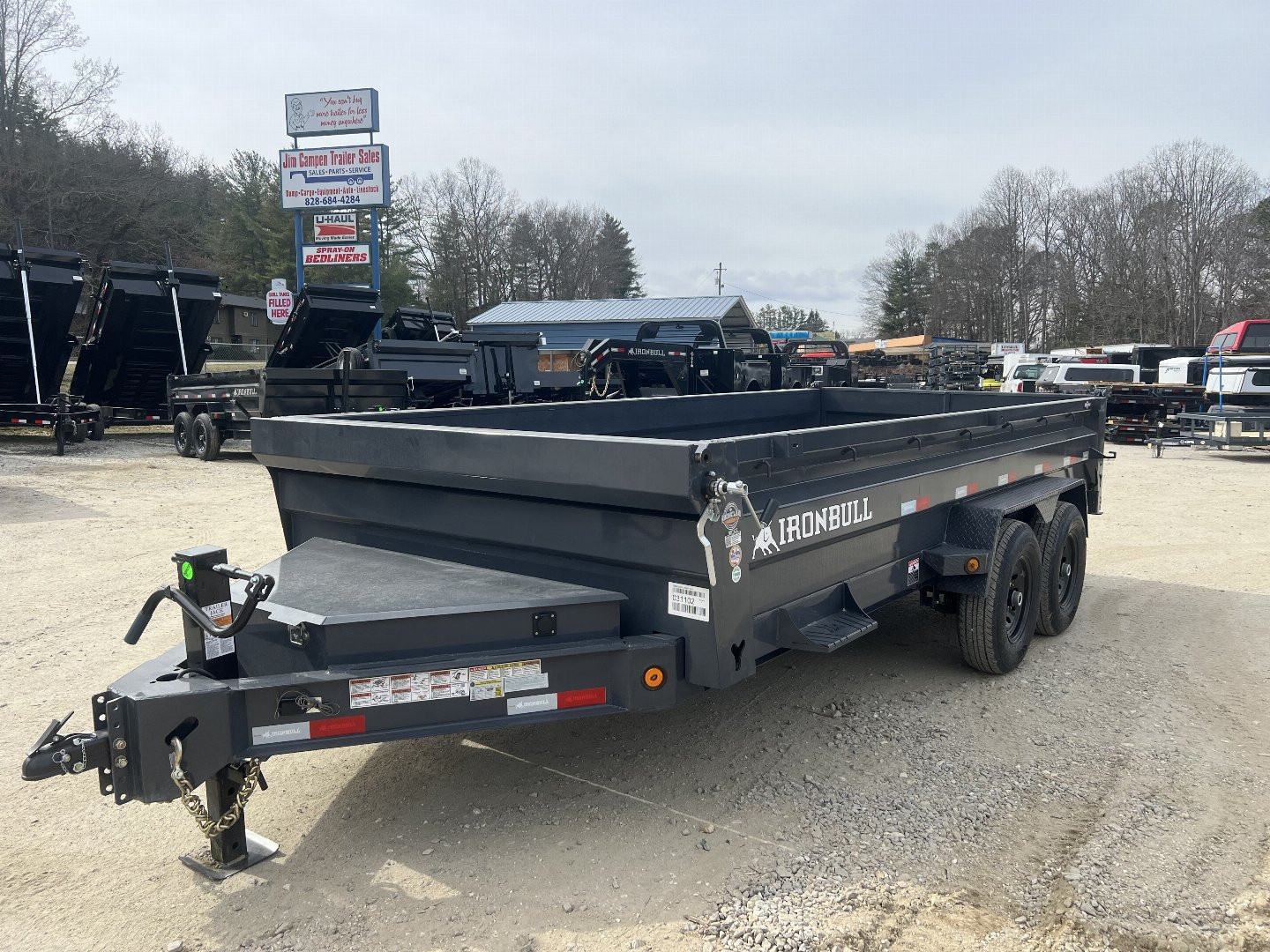 New 2026 Iron Bull Dump Trailer / DWB Series / 83" Wide x 16' Long / 2-7,000# Electric Brake Axles / Tarp / Ramps / Combo Rear Gate / Gray Powder Coat