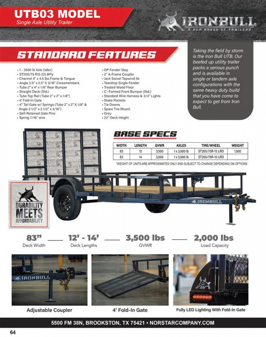 New 2026 Norstar UTB 83x14 Utility Trailer