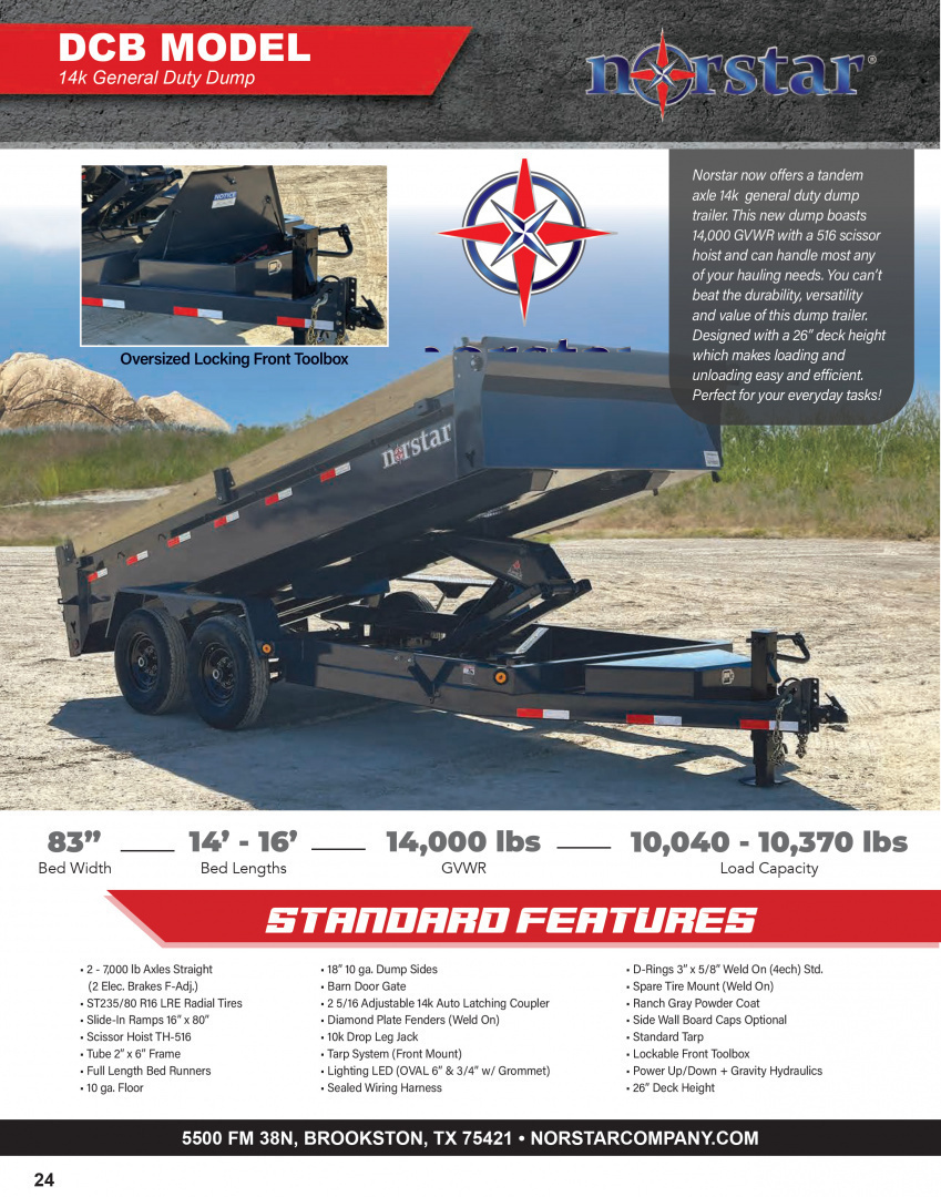 New 2026 Norstar DCB14 83" x 14' Dump Trailer
