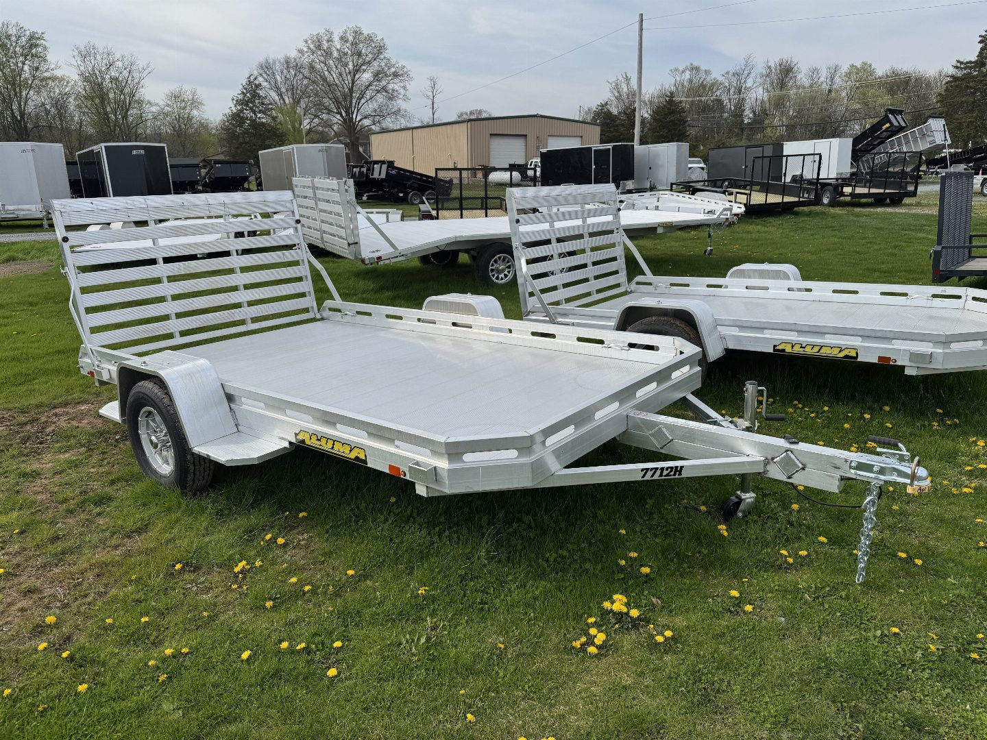 New 2027 Aluma 7712H-S-TG One Piece Gate Utility Trailer FALL CLEARANCE IN STOCK ONLY