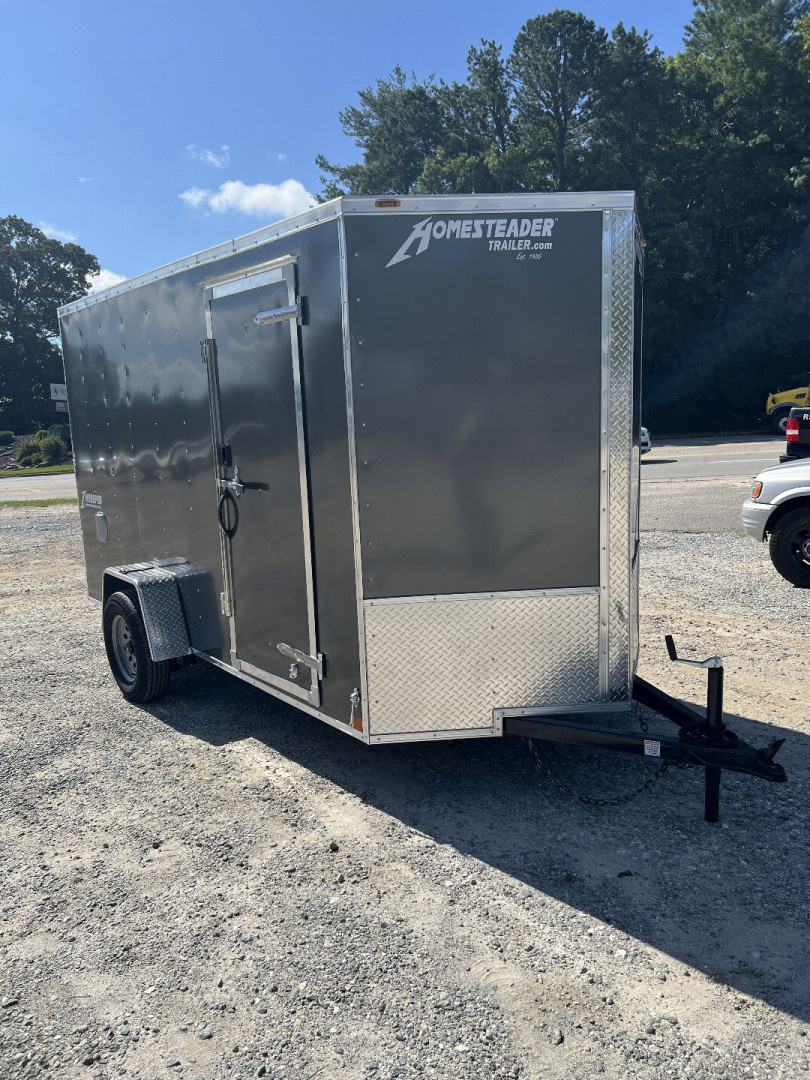 New 2026 Homesteader Trailer / 612IS / 6' wide x 12' Long / 32" Side Door / Ramp Rear Door / 6'6' Interior Height / .030 Charcoal Gray Aluminum