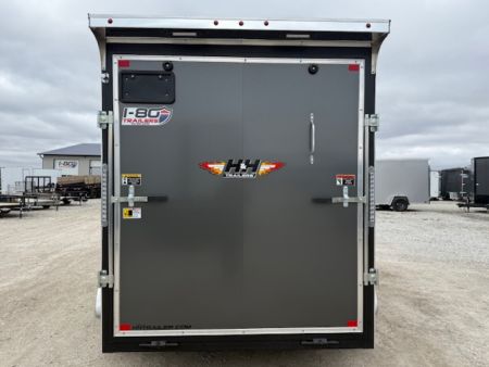 New 2026 H&H Charcoal 6'x12' 7k Flat Top V-Nose Enclosed Cargo Trailer