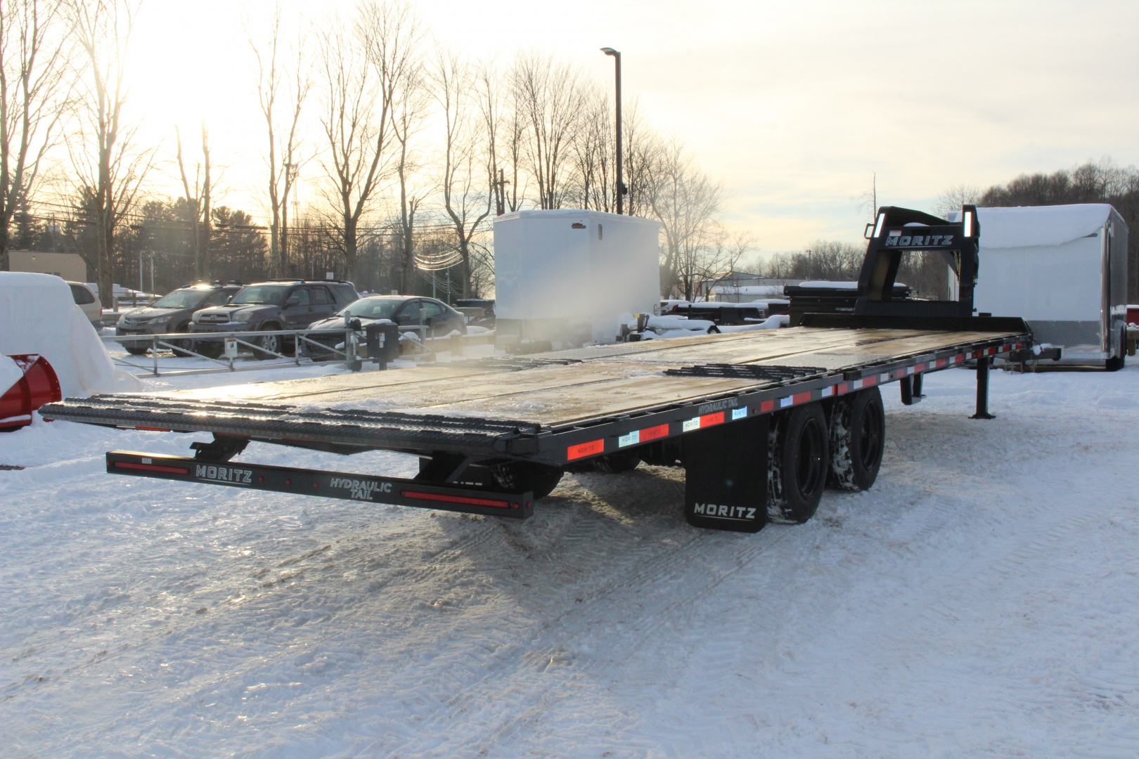 New 2026 Moritz FDGH Hydraulic Tail 32' GOOSENECK Deckover Flatbed Trailer- 25900# GVW