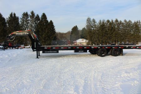 New 2026 Moritz FDGH Hydraulic Tail 32' GOOSENECK Deckover Flatbed Trailer- 25900# GVW