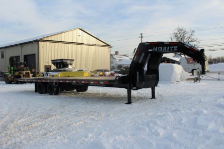 New 2026 Moritz FDGH Hydraulic Tail 32' GOOSENECK Deckover Flatbed Trailer- 25900# GVW