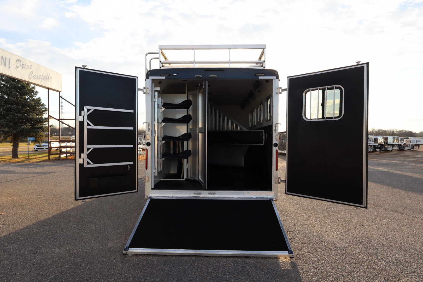 Used 2022 Bison 4 Horse LQ Slide-out Horse Trailer
