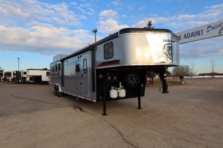 Used 2022 Bison 4 Horse LQ Slide-out Horse Trailer
