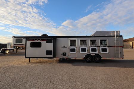 Used 2022 Bison 4 Horse LQ Slide-out Horse Trailer