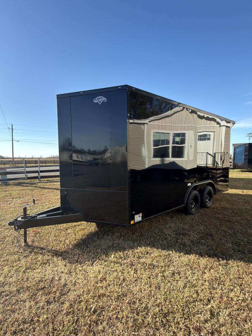 New 2026 Diamond Cargo 8.5x16TA 7'6" Tall .080 Black PolyCor Blackout Package Rear Wing Spoiler Cargo / Enclosed Trailer