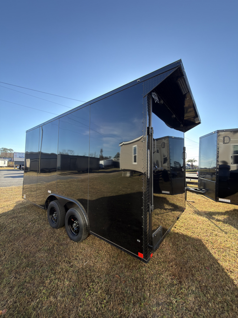 New 2026 Diamond Cargo 8.5x16TA 7'6" Tall .080 Black PolyCor Blackout Package Rear Wing Spoiler Cargo / Enclosed Trailer